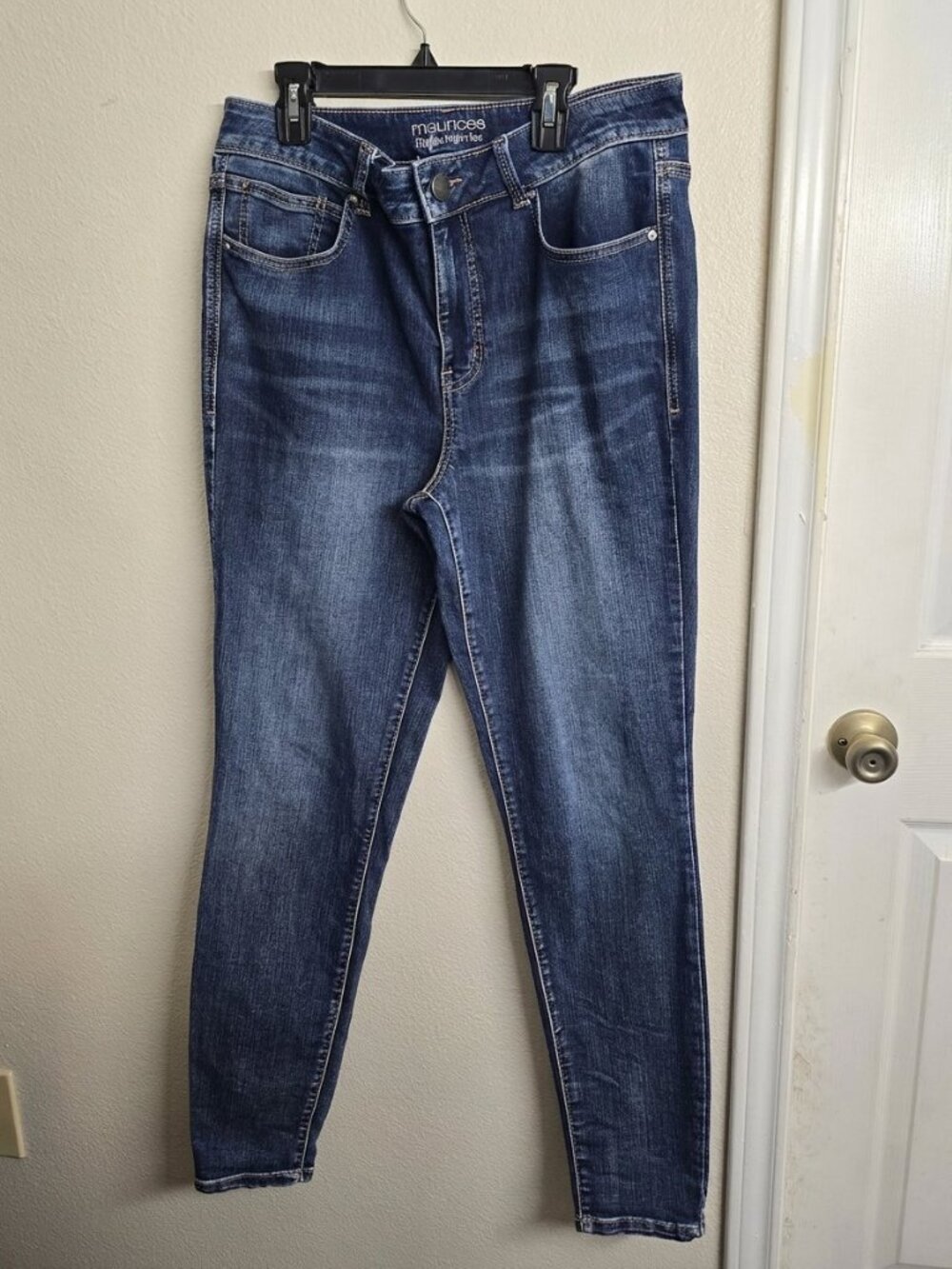 maurices Everflex high rise jeans size 12 long medium blue cotton polyester span